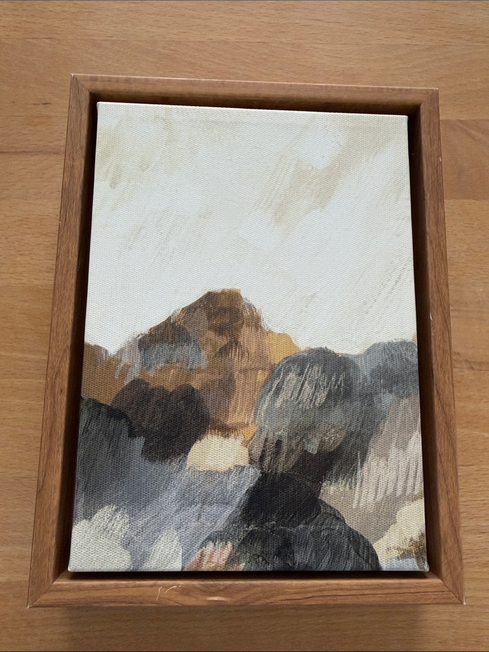 Neutral Mountain Canvas Art in Cream, Brown & Gray by